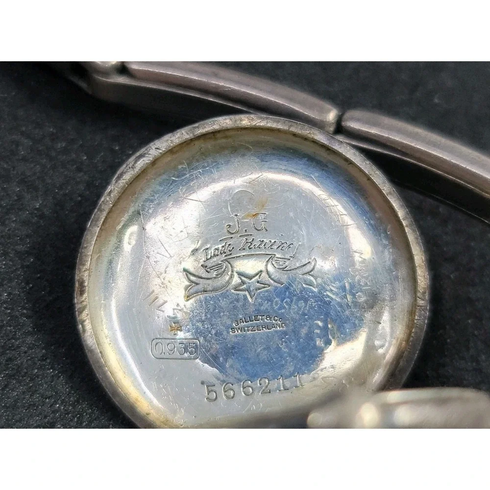 Vintage Lady Racine .935 Hallmarked Silver Womens 7j Gallet Watch Working - Picture 7 of 9